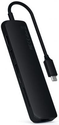 USB-C адаптер Satechi Type-C Slim Multiport with Ethernet Adapter. Цвет черный.