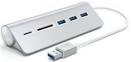 USB-хаб и кардридер Satechi Aluminum USB 3.0 Hub & Card Reader. Интерфейс USB. 3 порта USB 3.0 , слоты для карты памяти SD и microSD. Цвет серебряный.
