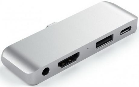 Адаптер Satechi Aluminum Type-C Mobile Pro Hub Adapter для new iPad Pro с разъемом Type-C и других планшетов с разъемом Type-C. Цвет серебряный.