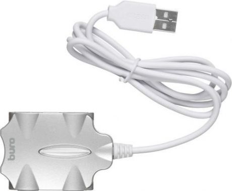 Разветвитель USB 2.0 Buro BU-HUB4-0.5-U2.0-Candy 4порт. серебристый