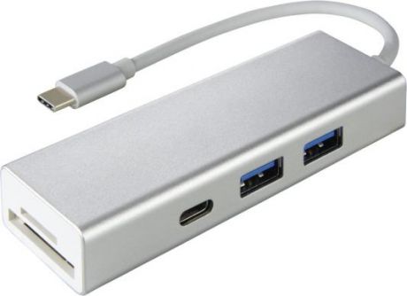 Разветвитель USB Type-C HAMA Aluminium 00135759 SD/SDHC microSD USB Type-C 2 х USB 3.0 серебристый