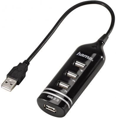 Концентратор USB 2.0 HAMA H-39776 4 x USB 2.0 черный