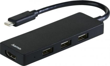 Разветвитель USB Type-C HAMA 00135762 HDMI 3 x USB 2.0 черный