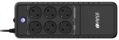 ИБП HIPER APX-600, 600ВА(360Вт), 6 розетки Schuko, USB-порт, чёрный