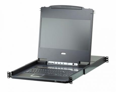 SINGLE RAIL DVI FULL HD LCD CONSOLE 17 INCH WITH 8 PORT KVM