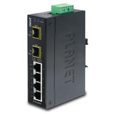 IP30 Industrial 4-Port 10/100/1000T + 2-Port 100/1000X SFP Gigabit Switch (-40 to 75 degree C)