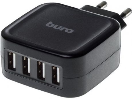 Сетевое зарядное устройство BURO TJ-286B Smart 4 x USB 5А черный
