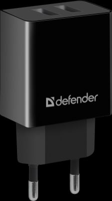 Defender Сетевой адаптер 2xUSB, 2.1А , черный (UPA-22) (83579)