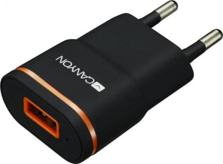 Зарядное устроиство от сети питания CANYON Universal 1xUSB AC charger (in wall) with over-voltage protection, Input 100V-240V, Output 5V-1A, black pla