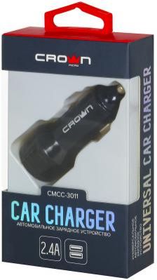 Автомобильное зарядное устройство Crown CMCC-3011 1/2.4 А черный