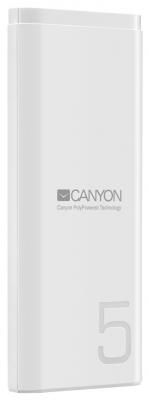 Внешний аккумулятор Power Bank 5000 мАч Canyon CNE-CPB05W белый