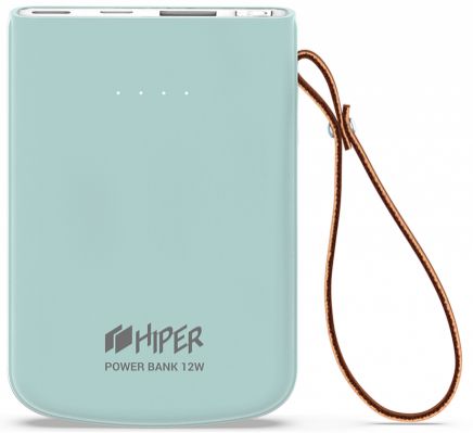 Внешний аккумулятор HIPER TRAVEL 5K Ice Li-Pol 5000 mAh 2.1A 2xUSB 1xType-C голубой