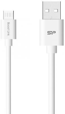 Кабель microUSB 1м Silicon Power SP1M0ASYLK10AB1W круглый белый