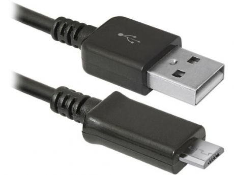 Кабель microUSB 1м Defender USB08-03H круглый черный 87473