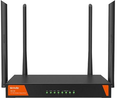 Беспроводной маршрутизатор Tenda W15E 802.11aс 867Mbps 2.4 ГГц 5 ГГц 4xLAN черный