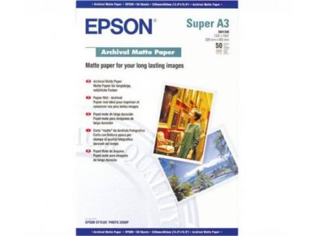 Фотобумага Epson Архивная Матовая, 192г/м2, A3+(32,9X48,3)/50л.