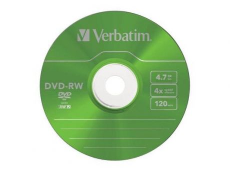 Диск DVD-RW 4.7Gb Verbatim 4x Slim color (43563) 5шт