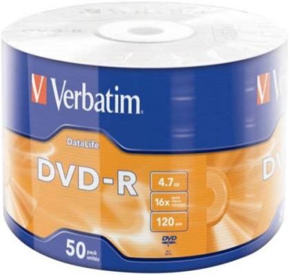 Диски DVD-R Verbatim 16x 4.7Gb Data Life 50шт 43791