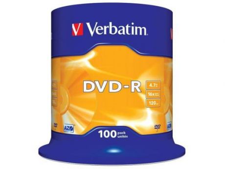 Диски DVD-R 4.7Gb Verbatim 16х 100 шт Cake Box <43549>