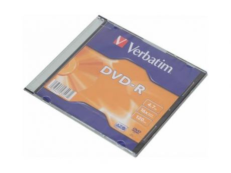 Диск DVD-R Verbatim 16x 4.7Gb SlimCase 1шт 43547