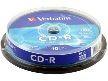 Диски CD-R 80min 700Mb Verbatim 52x 10 шт Cake Box DL <43437>