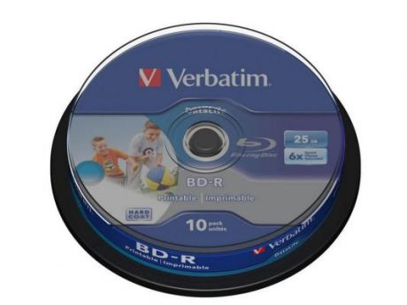 Диски BluRay Verbatim BD-R 25Gb 6x 10 шт CakeBox Printable (43804)