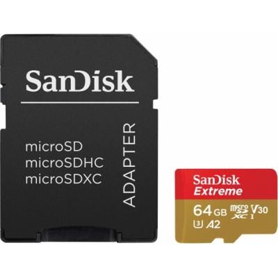 Флеш карта microSDXC 64Gb Class10 Sandisk SDSQXA2-064G-GN6MA Extreme + adapter