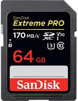 Карта памяти Sandisk Extreme Pro SDXC Card 64GB - 170MB/s V30 UHS-I U3 SDSDXXY-064G-GN4IN