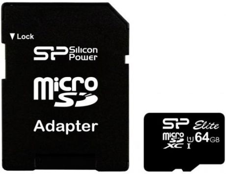 Карта памяти MicroSDXC 64GB Silicon Power Class10 + адаптер