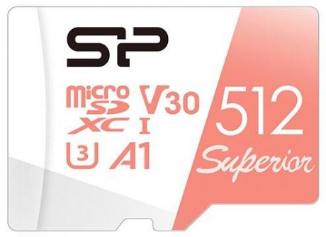 Флеш карта microSD 512GB Silicon Power Superior A1 microSDXC Class 10 UHS-I U3 100/80 Mb/s (SD адаптер)