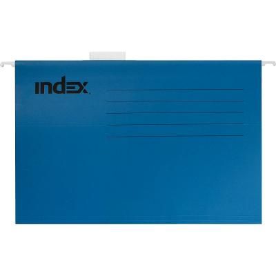 Подвесная папка INDEX, FOOLSCAP, 412х240мм, синяя, с  табулятором