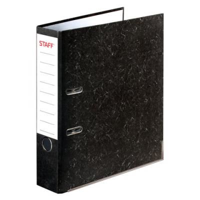 Папка-регистратор STAFF с мраморным покрытием, 50 мм, с уголком, черный корешок, 227186