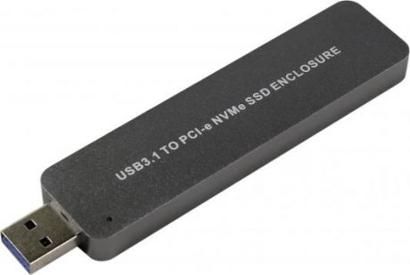 ORIENT 3551U3, USB 3.1 Gen2 контейнер для SSD M.2 NVMe 2242/2260/2280 M-key, PCIe Gen3x2 (JMS583),10 GB/s, поддержка UAPS,TRIM, разъем USB3.1 Type-A, корпус в виде флешки, черный (30901)