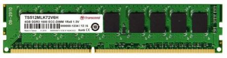Оперативная память 4Gb (1x4Gb) PC-12800 1600MHz DDR3 DIMM ECC CL11 Transcend TS512MLK72V6H