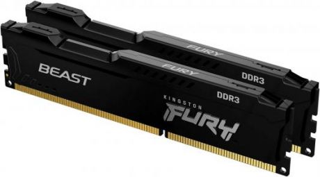 Оперативная память для компьютера 16Gb (2x8Gb) PC3-12800 1600MHz DDR3 DIMM CL10 Kingston FURY Beast Black (KF316C10BBK2/16)