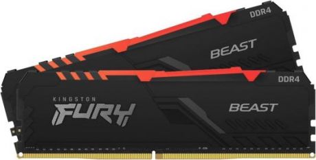 32GB Kingston DDR4 2666 DIMM FURY Beast Black RGB Gaming Memory KF426C16BBAK2/32 Non-ECC, CL16, 1.2V, 2Gx8 Кит 2х16, RTLK (319590)