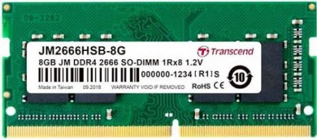 Оперативная память для ноутбука 8Gb (1x8Gb) PC4-21300 2666MHz DDR4 SO-DIMM CL19 Transcend JM2666HSB-8G