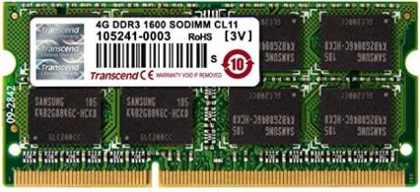 Оперативная память для ноутбука 4Gb (1x4Gb) PC-12800 1600MHz DDR3 SO-DIMM CL11 Transcend TS512MSK64V6N