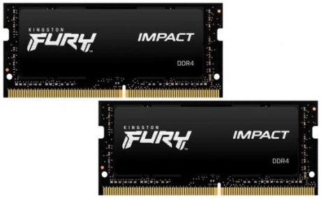 Оперативная память для ноутбука 16Gb (2x8Gb) PC4-25600 3200MHz DDR4 SO-DIMM CL20 Kingston FURY Impact (KF432S20IBK2/16)