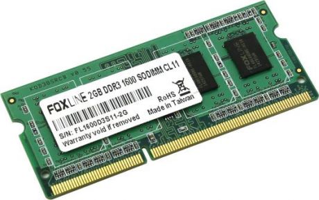 Оперативная память для ноутбуков 2Gb PC3-12800 1600MHz DDR3 DIMM Foxline FL1600D3S11-2G CL11