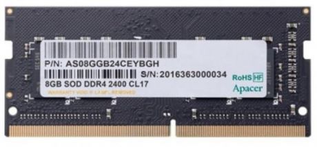 Оперативная память для ноутбука 8Gb (1x8Gb) PC4-19200 2400MHz DDR4 SO-DIMM CL17 Apacer ES.08G2T.GFH