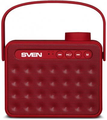 АС SVEN PS-72, красный, акустическая система 2.0, мощность 2x3 Вт (RMS), Bluetooth, FM, USB, microSD, ручка, встроенный аккумулятор)
