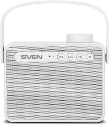 АС SVEN PS-72, белый, акустическая система 2.0, мощность 2x3 Вт (RMS), Bluetooth, FM, USB, microSD, ручка, встроенный аккумулятор)