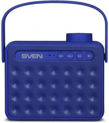 АС SVEN PS-72, синий, акустическая система 2.0, мощность 2x3 Вт (RMS), Bluetooth, FM, USB, microSD, ручка, встроенный аккумулятор)