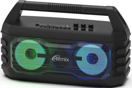 Колонки RITMIX SP-610B Black 1.0(2канала),6Вт,MP3, WMA, APE Normal, WAV,Bluetooth5,0,2000 мА·ч,подсветка