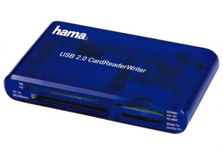 Картридер внешний Hama H-55348 35в1 USB 2.0 поддерживает SDXC синий