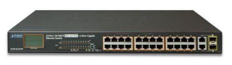 24-Port 10/100TX 802.3at PoE + 2-Port Gigabit TP/SFP Combo Ethernet Switch with LCD PoE Monitor (300W)