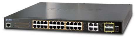 IPv6/IPv4, 24-Port Managed 802.3at POE+ Gigabit Ethernet Switch + 4-Port Gigabit Combo TP/SFP (220W)