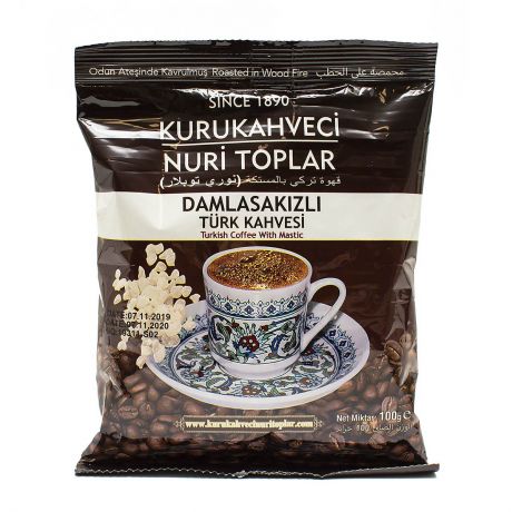 Кофе молотый Kurukahveci Nuri Toplar с ароматом жвачки, мягкая упаковка,100 г