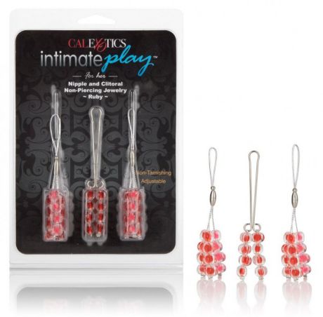 Эротические клипсы Calexotics Intimate Play Nipple and Clitoral Non-Piercing Body Jewelry – красный